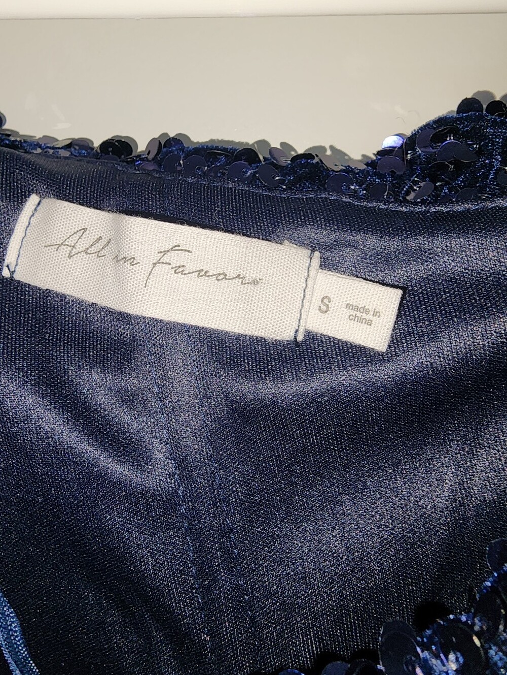 All in Favor Navy Asymmetrical Sequin Dress - Picture 5 of 9
